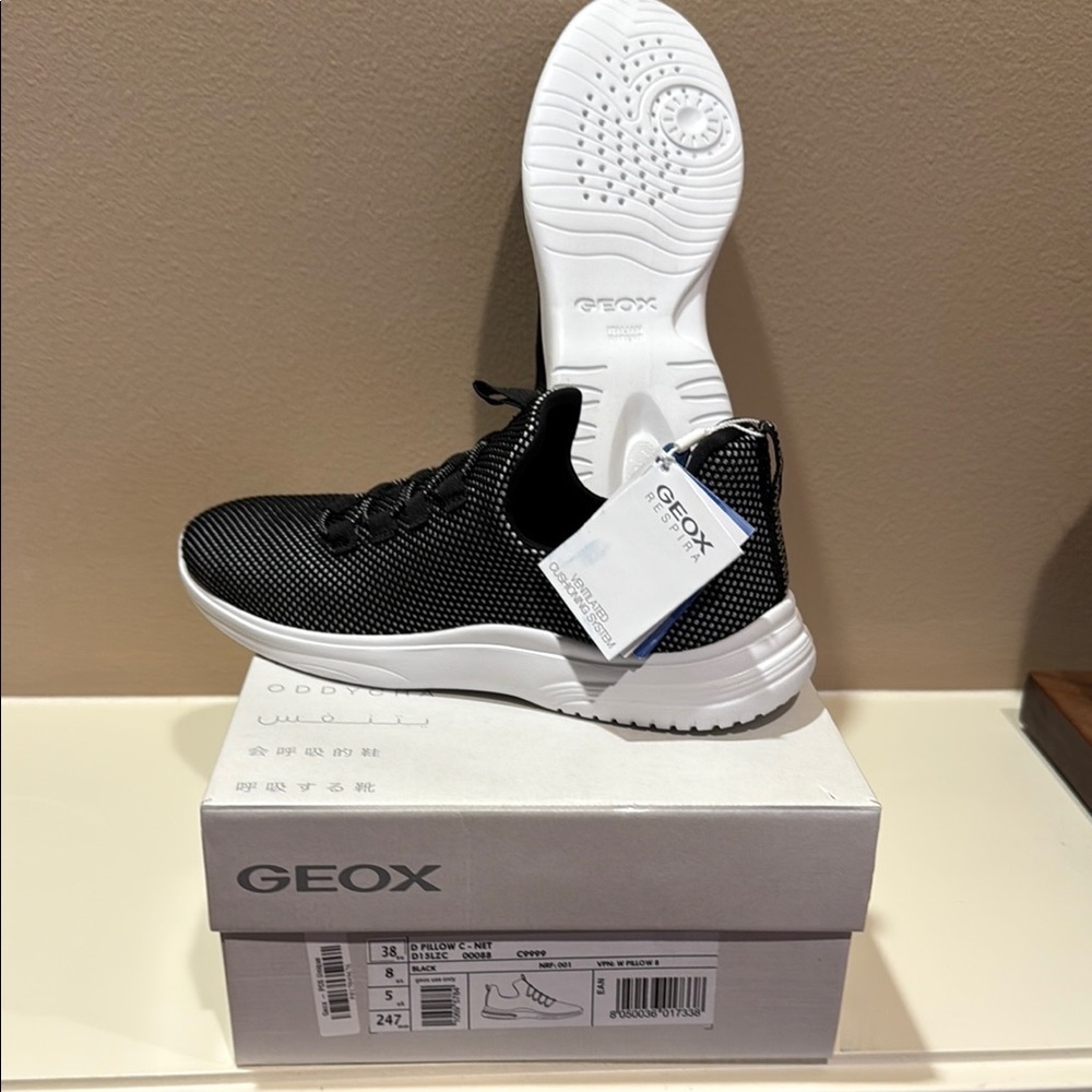 Geox Black and White Italian Mesh Sneakers